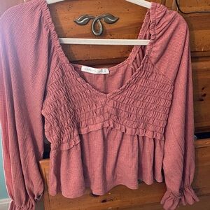 Altar'd State Smocked Blouse in Mauve